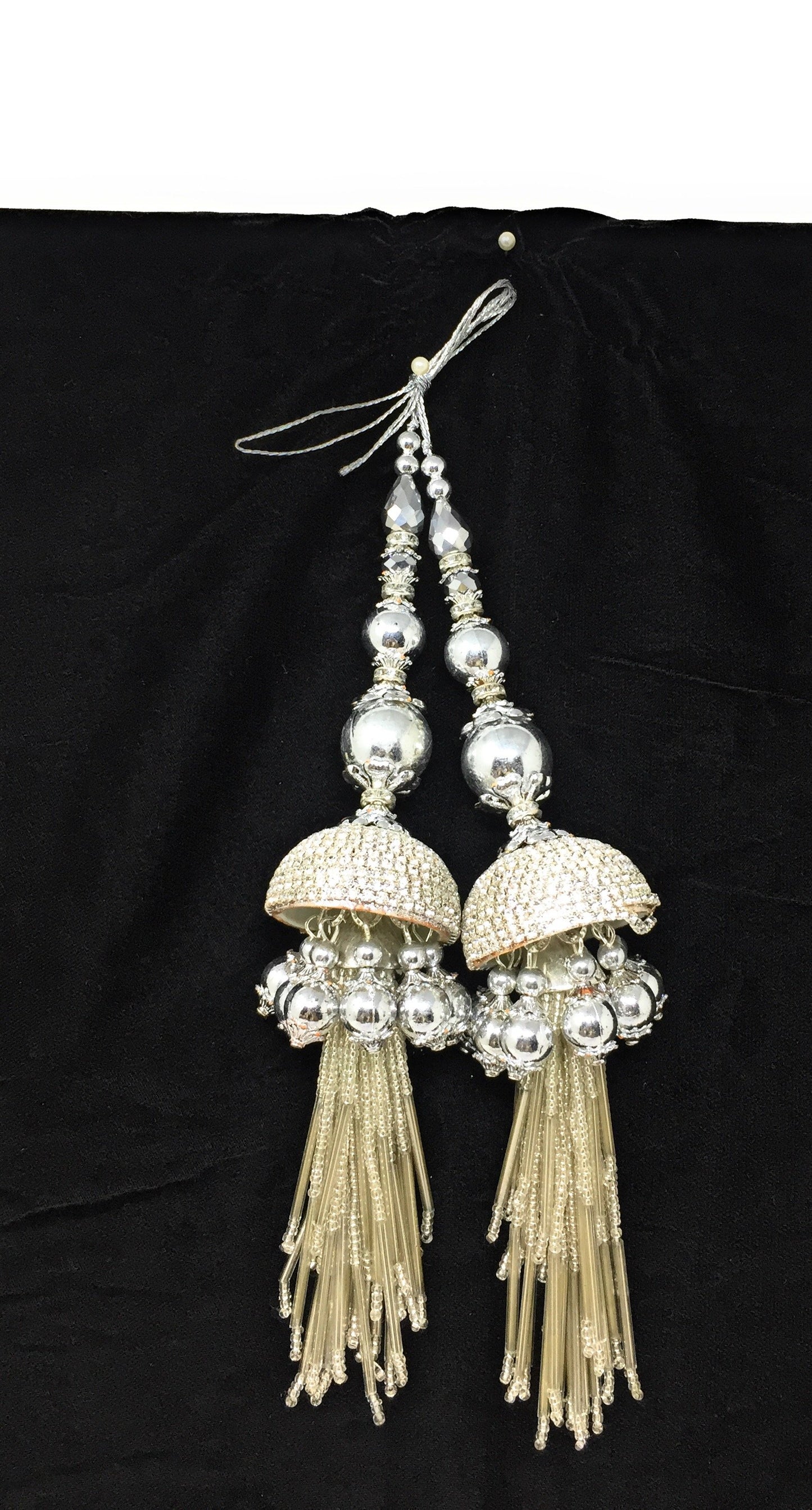Heavy Latkan Lehenga Handmade Hanging Silver 15205