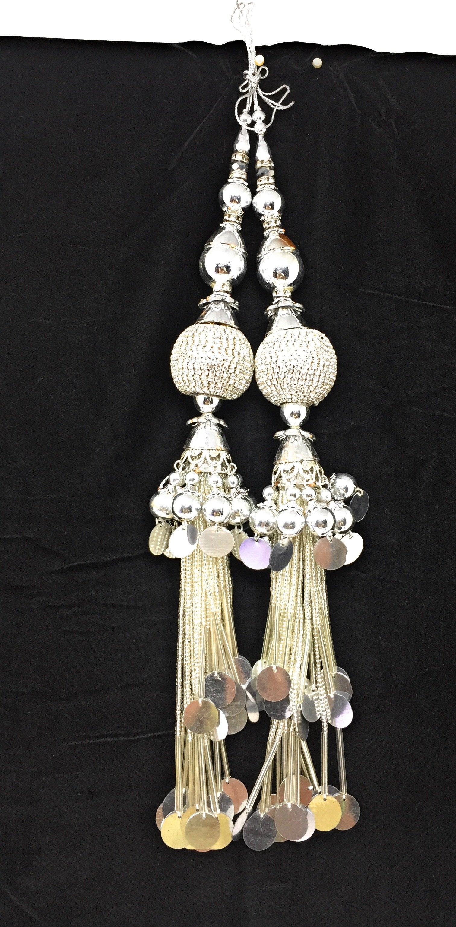 Heavy Latkan Lehenga Handmade Hanging Silver 15204