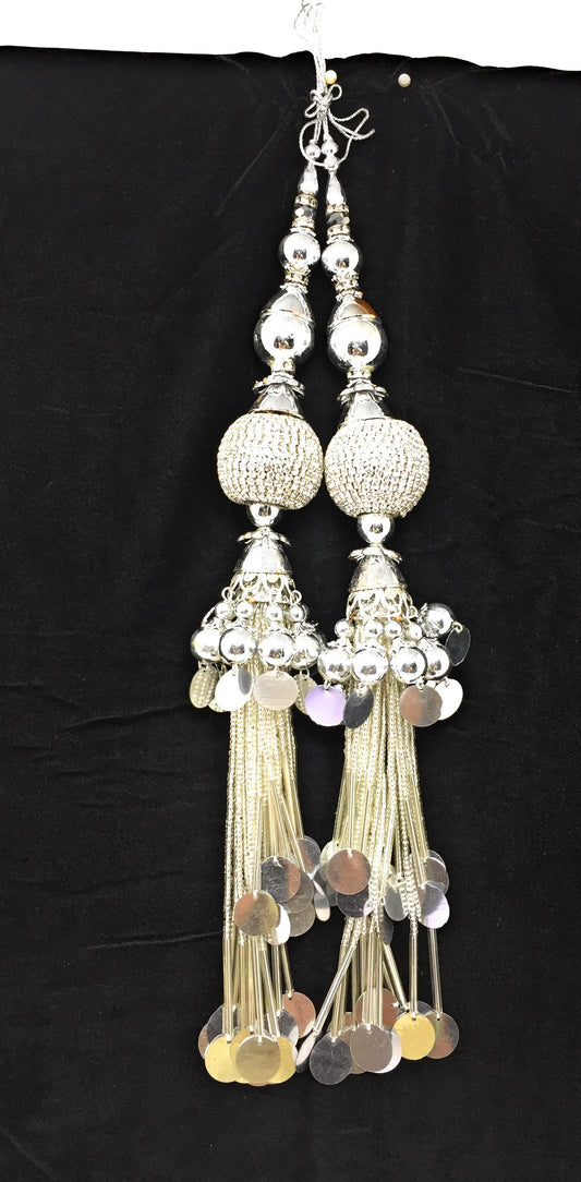 Heavy Latkan Lehenga Handmade Hanging Silver 15204