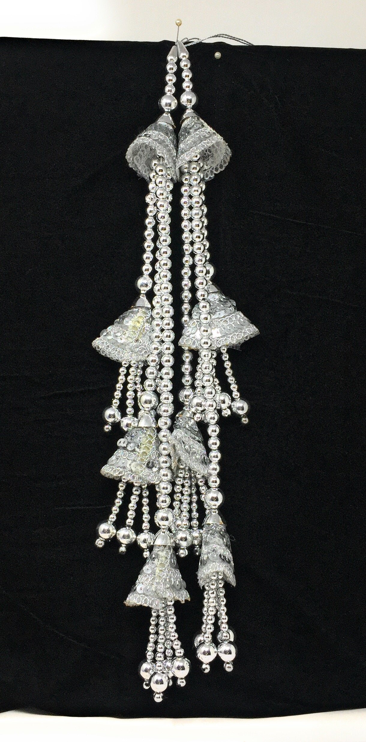 Heavy Latkan Lehenga Handmade Hanging Silver 15209