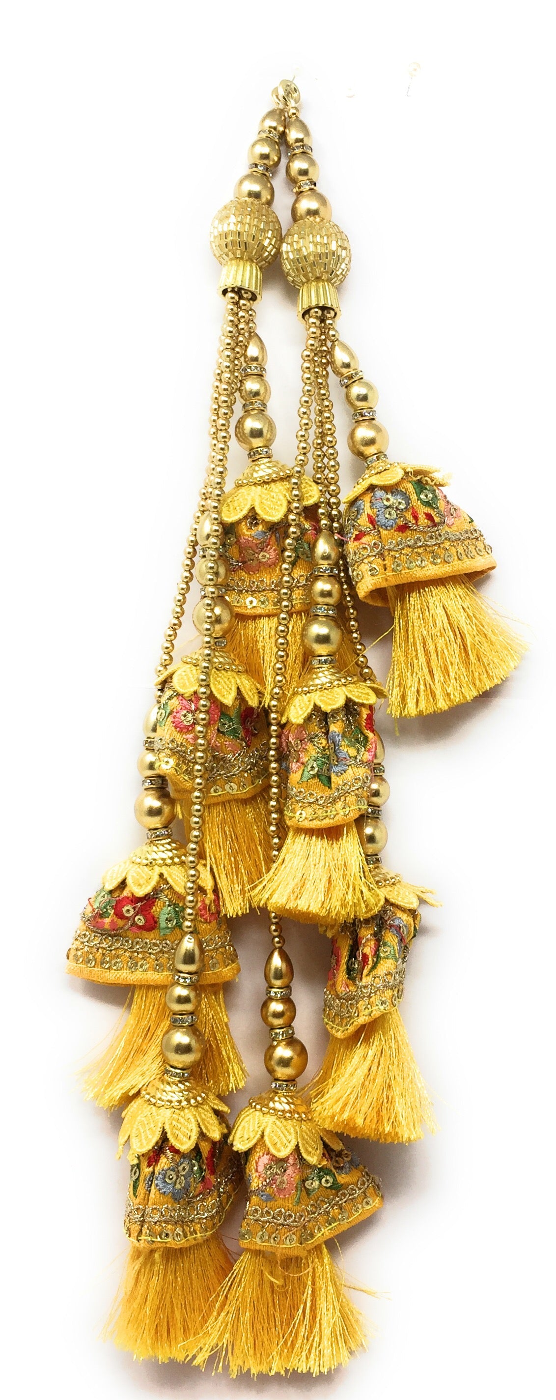 hanging latkan for lehenga yellow