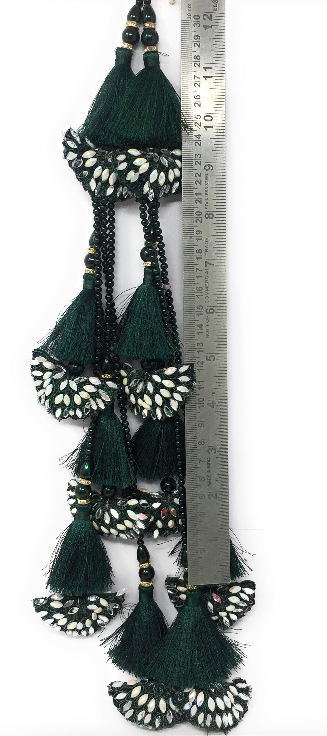 Bottle Green Lehenga Latkan Tassel Heavy