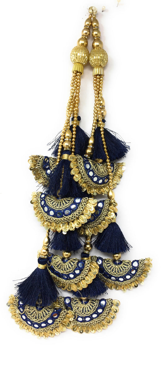 navy blue hanging latkan for lehenga