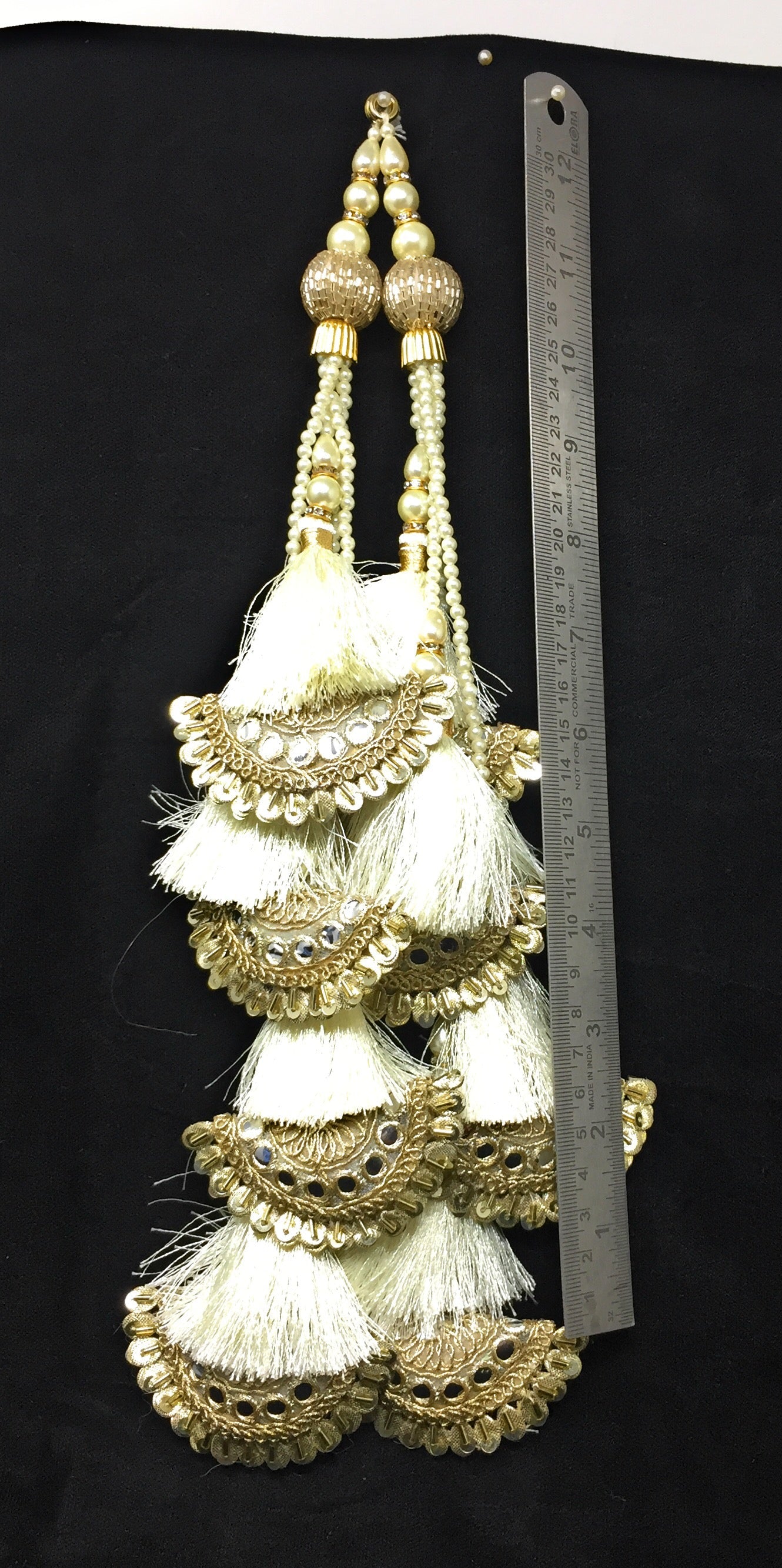 White latkan for lehenga heavy