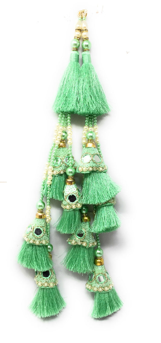 hanging latkan for lehenga green