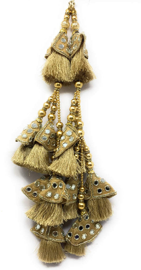 Handmade Latkan For Lehenga Beige Gold - Set of 2