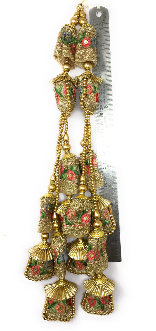 Lehenga Latkan Design Green Red Peach - Set of 2