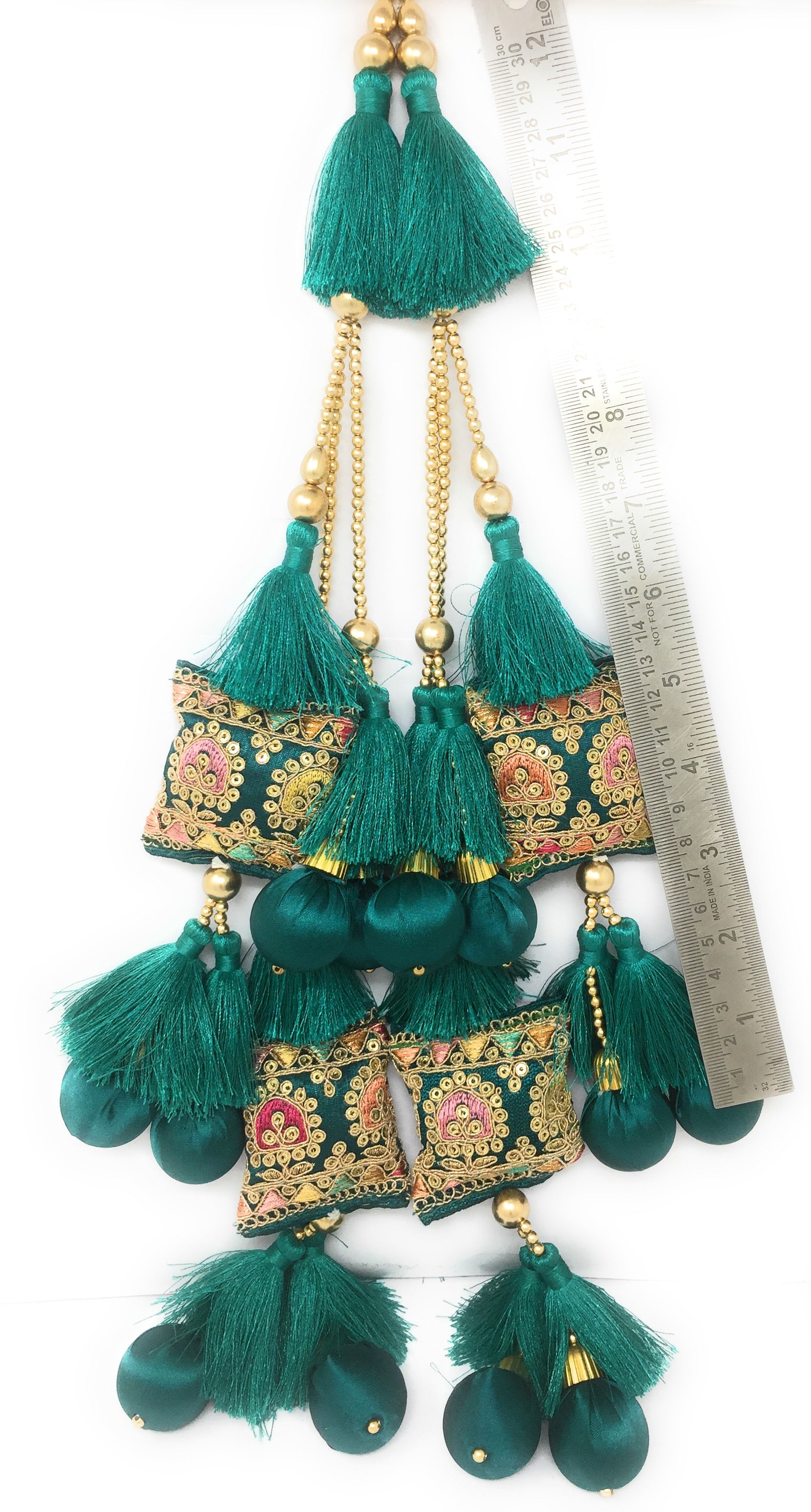 Beautiful Multicoloured lehenga latkan with funky embroidery and cute pom poms