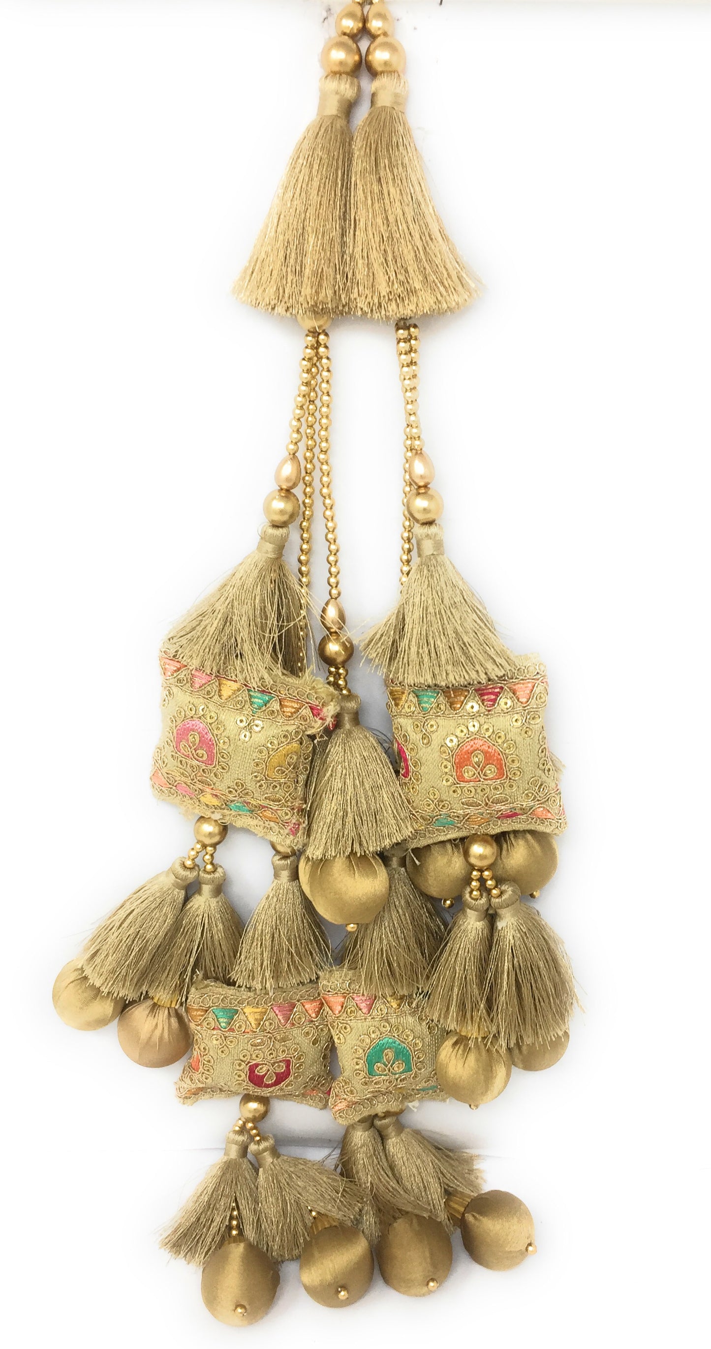 Beige cloth tassels for lehenga - Set of 2