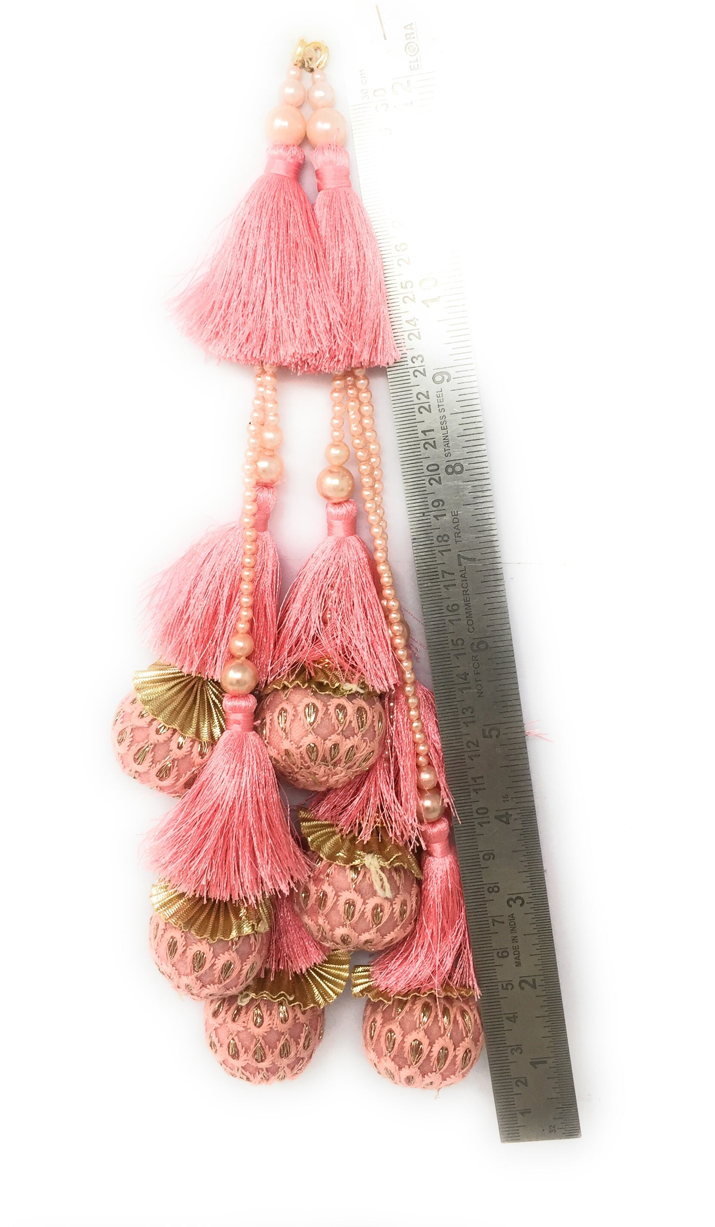 Pink cloth fabric latkan - Set of 2