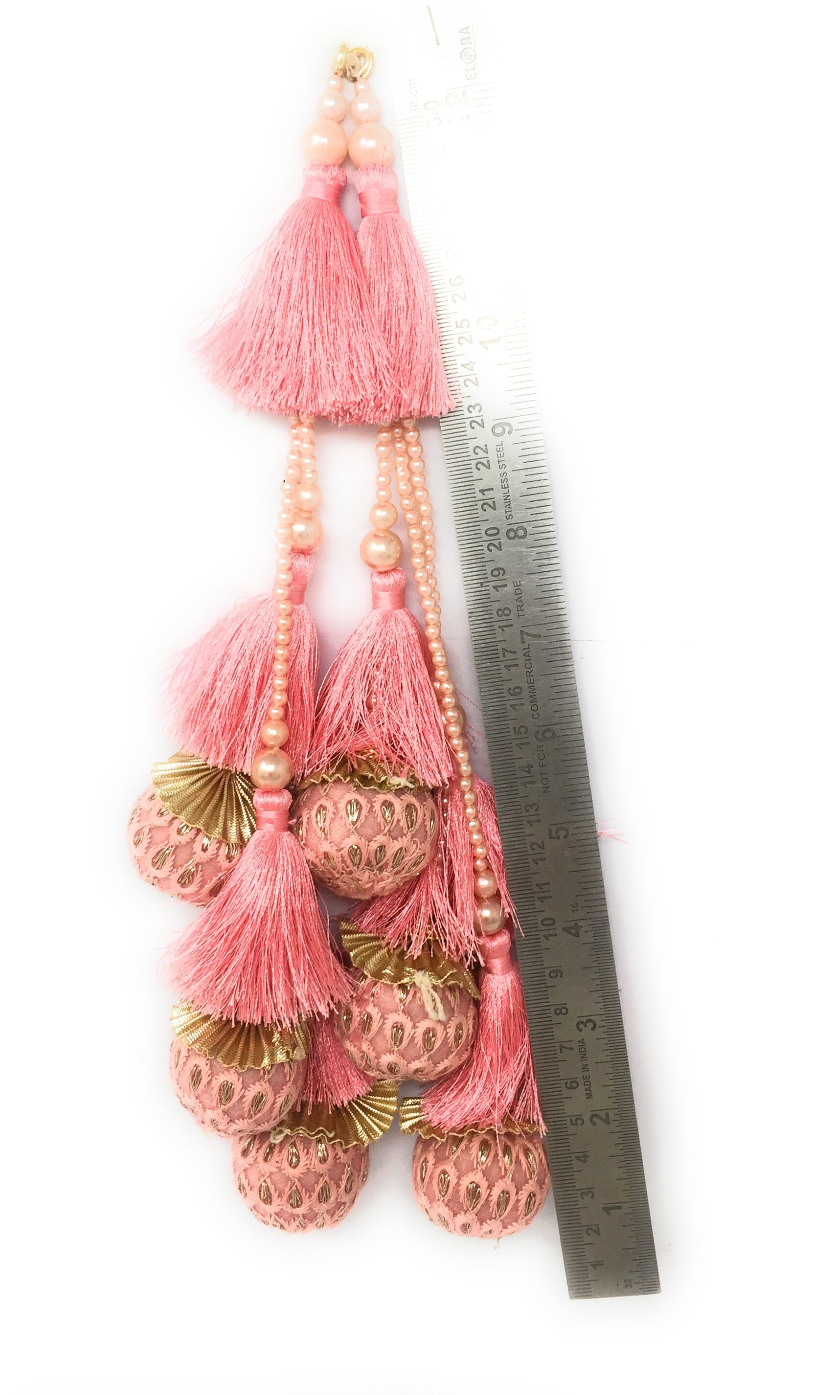 Pink cloth fabric latkan - Set of 2