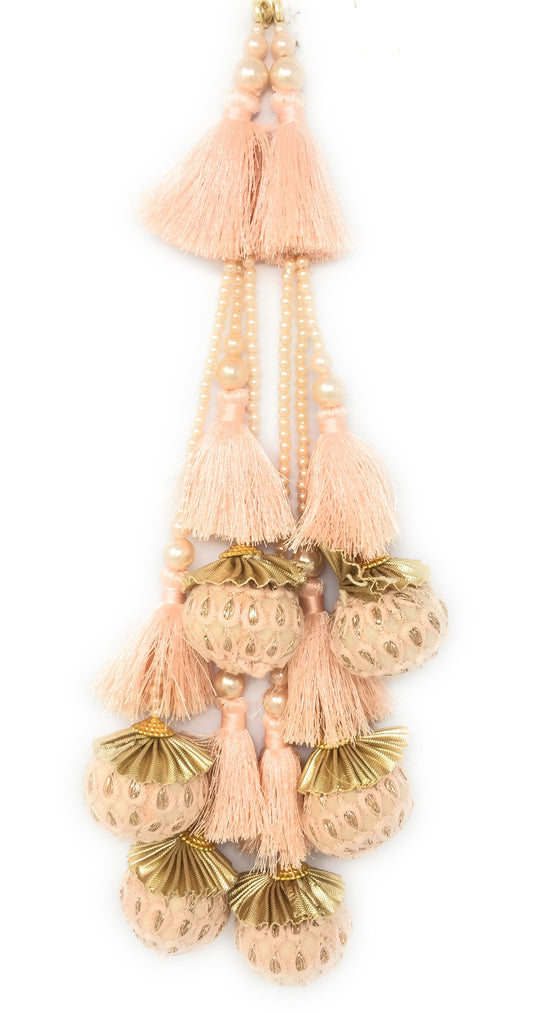 fabric latkan for lehenga Peach
