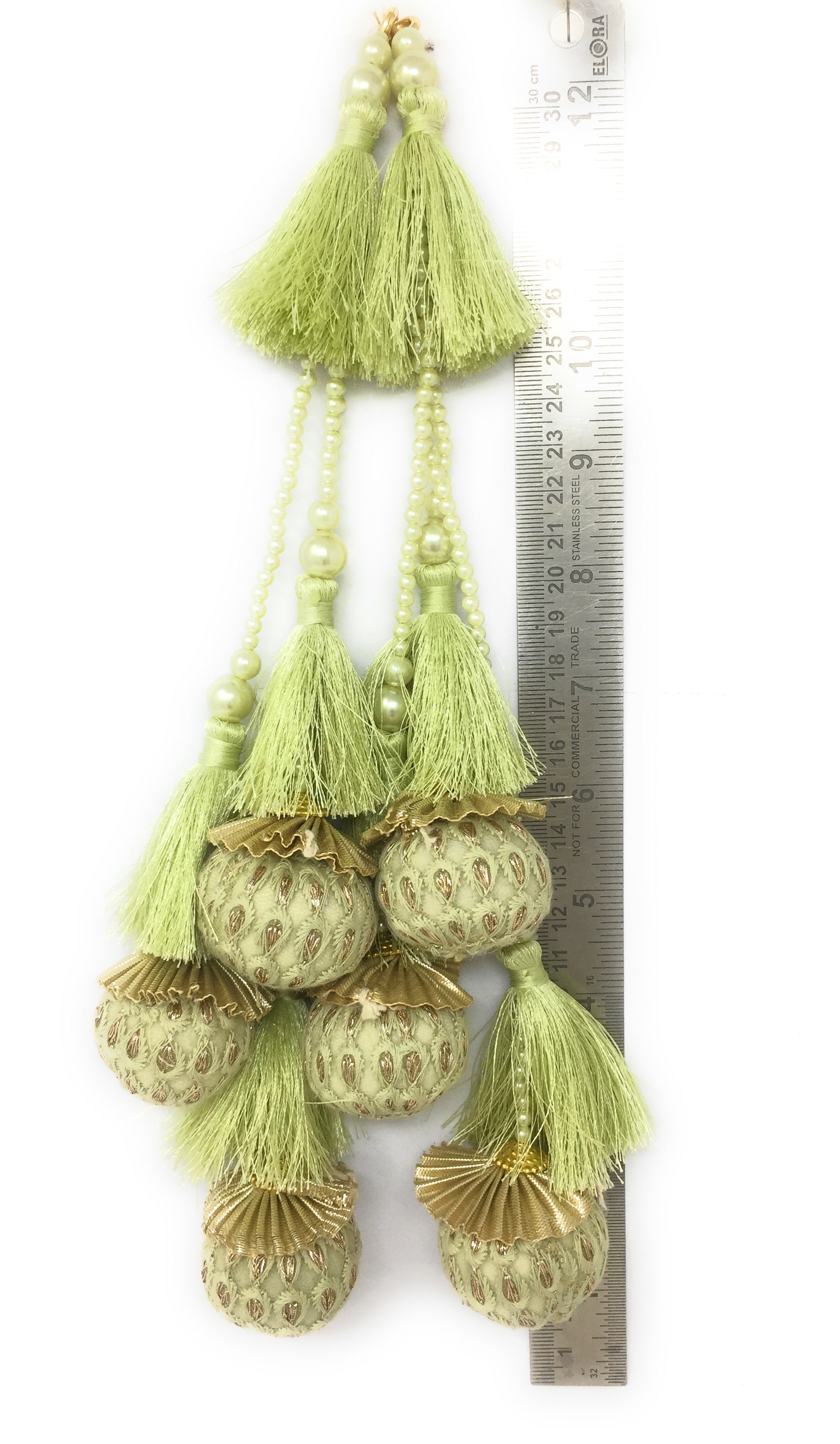 Pista Green cloth tassels for blouse - Set of 2