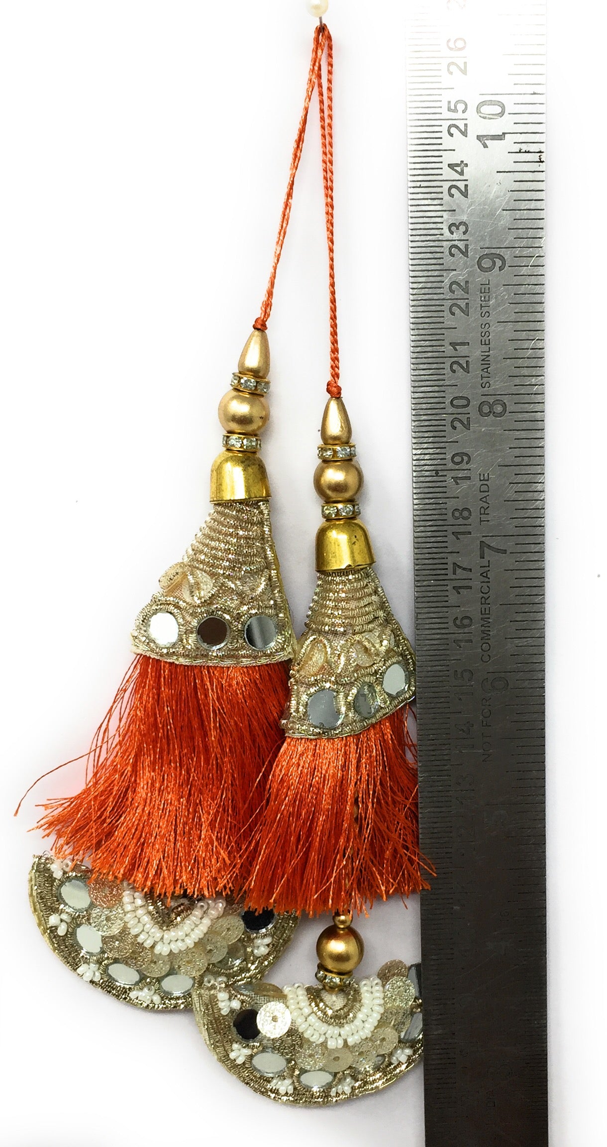Orange Tassels Sequins Latkan - Set of 2