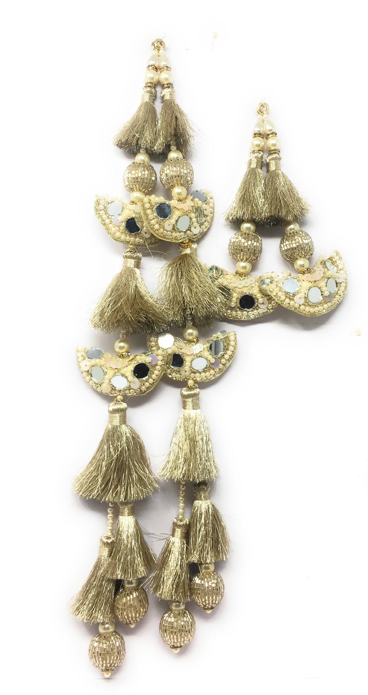 Heavy Lehenga Blouse Latkan Set in Water Gold - Set of 4