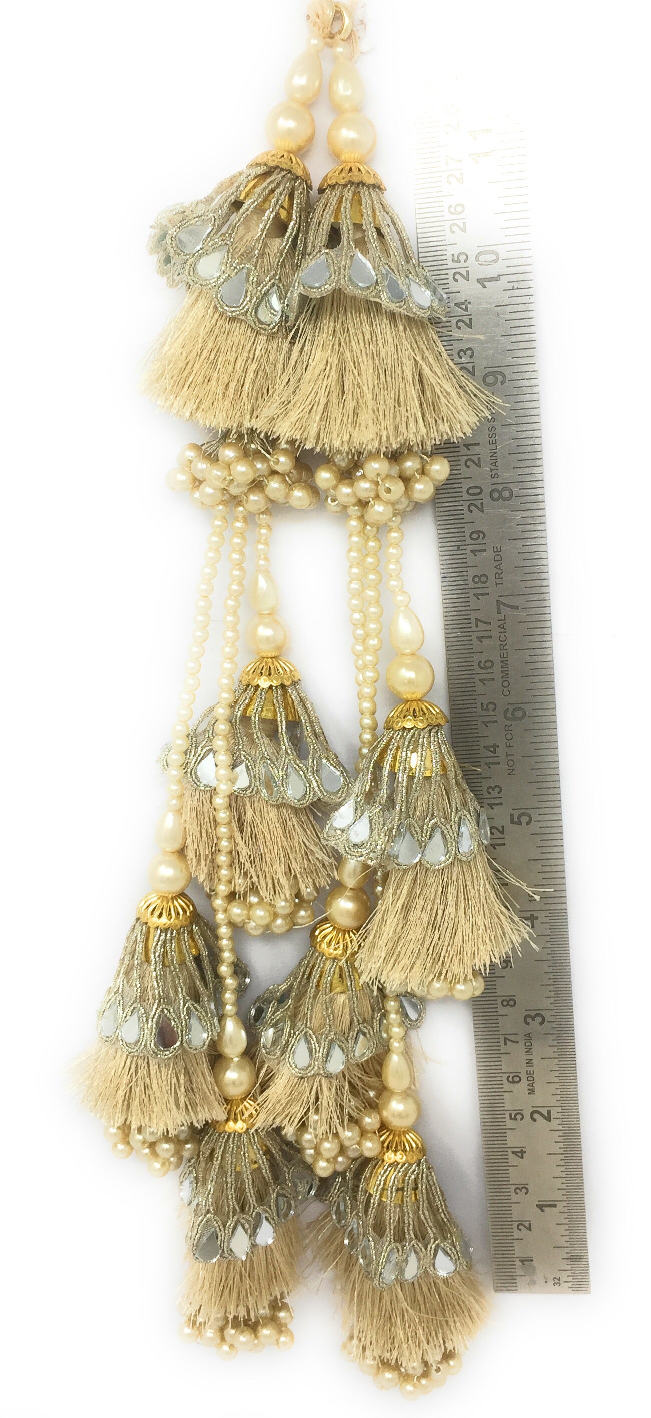 Water Gold lehenga side hangings online, Mirror Work - Set of 2