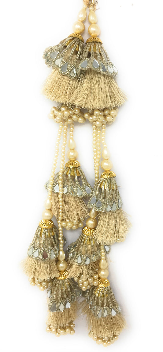 lehenga side hangings online Water Gold Mirror
