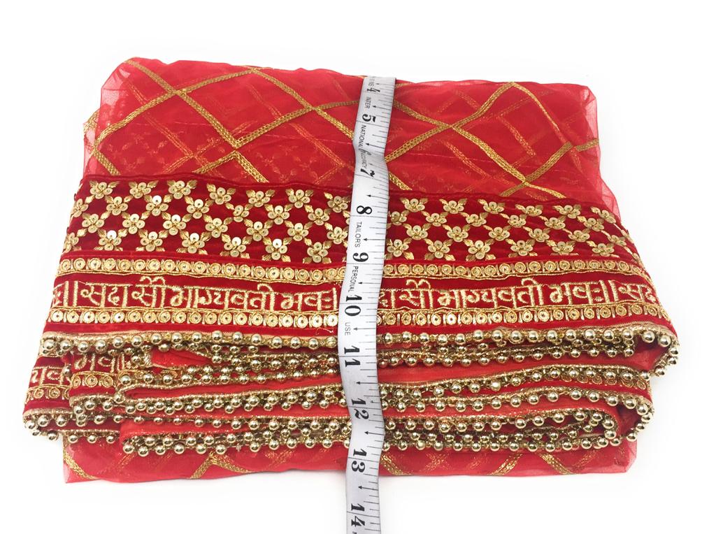 Heavy Bridal Sada Saubhagyavati Bhav Wedding Dupatta Round Beaded