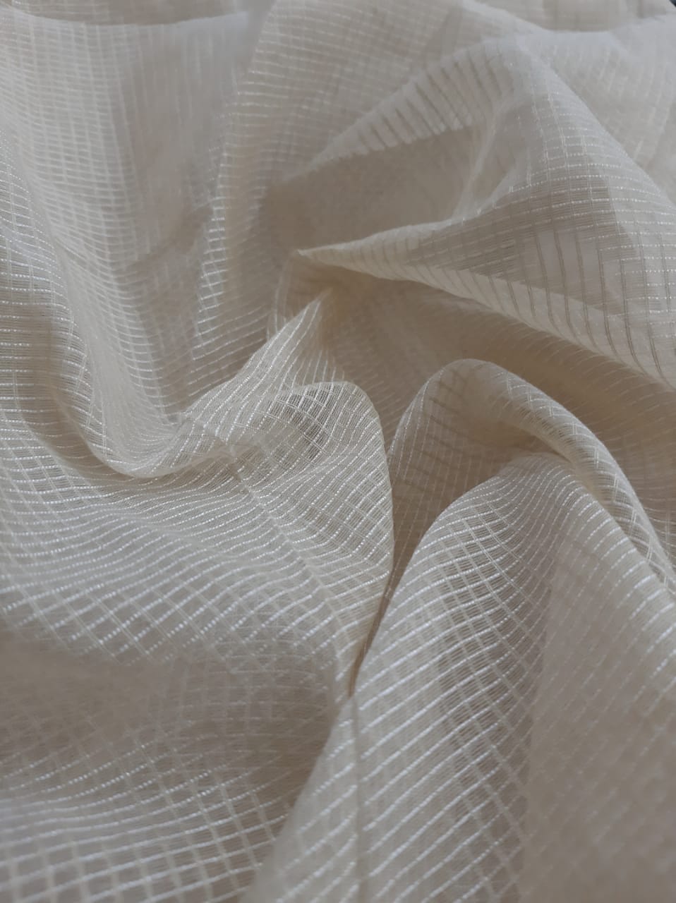 Cream Plain Cotton Polyester Solid Fabric Sold by the yard or meter