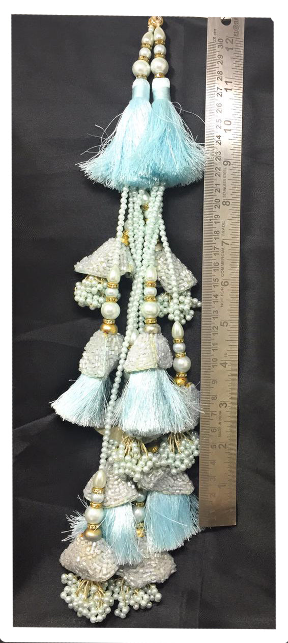 Blue Silk Thread Latkan - Set of 2