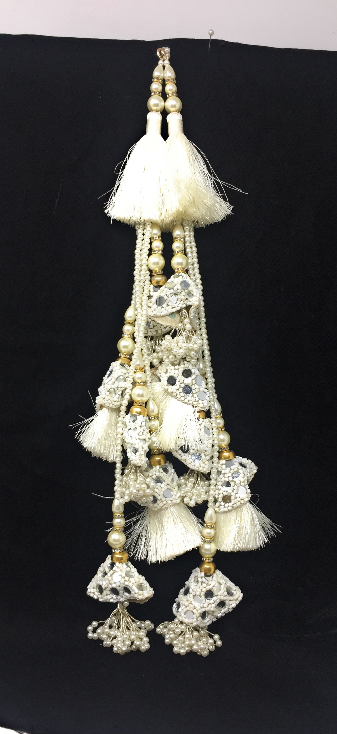 Fancy Latkan For Lehenga White - Set of 2