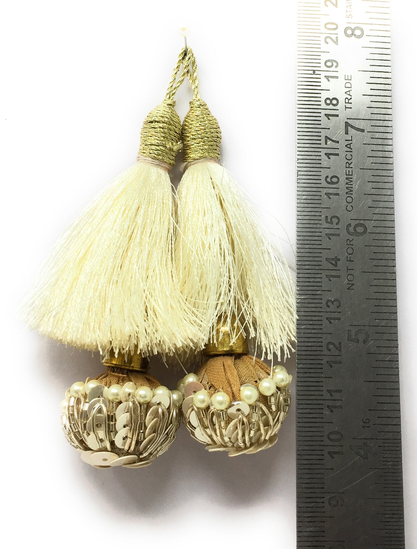 White Thread n Beads Latkan - Set of 2