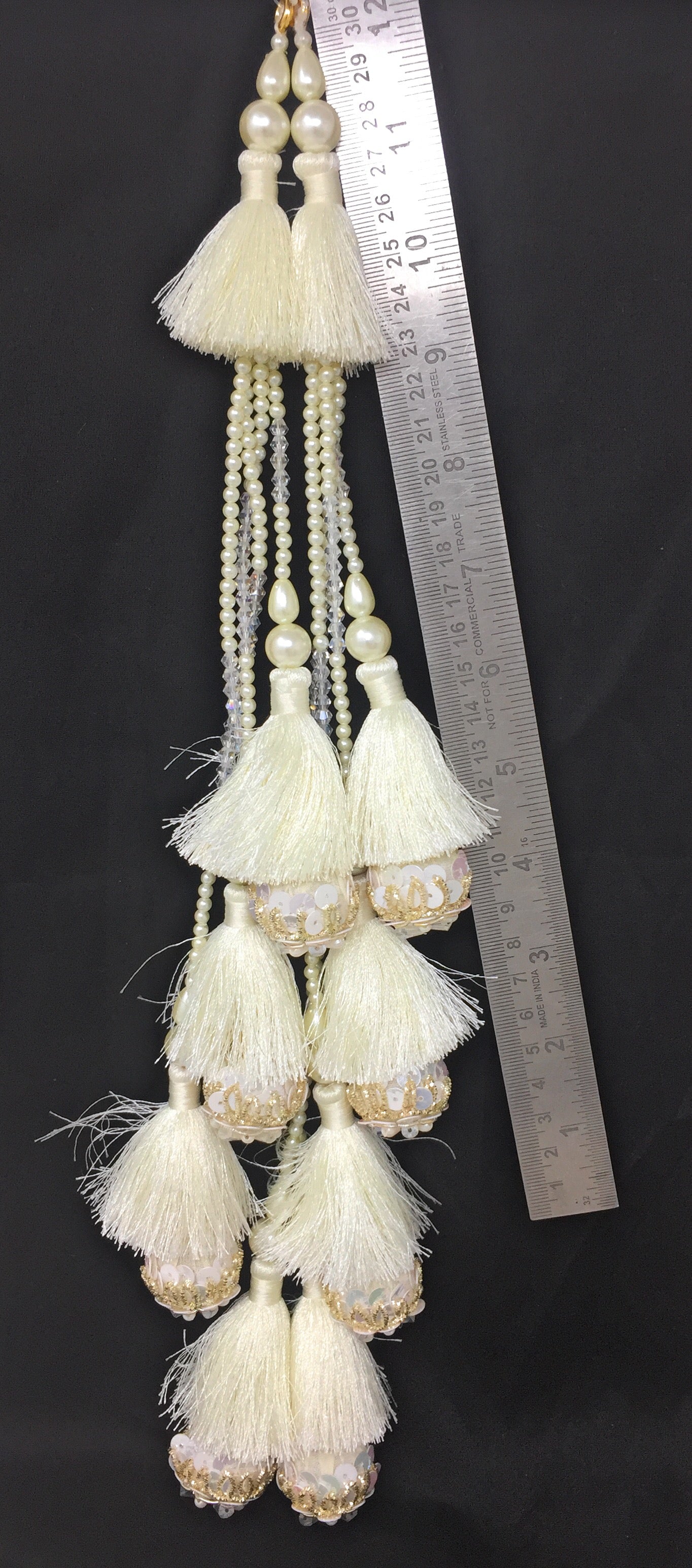 White heavy latkan design for lehenga - Set of 2