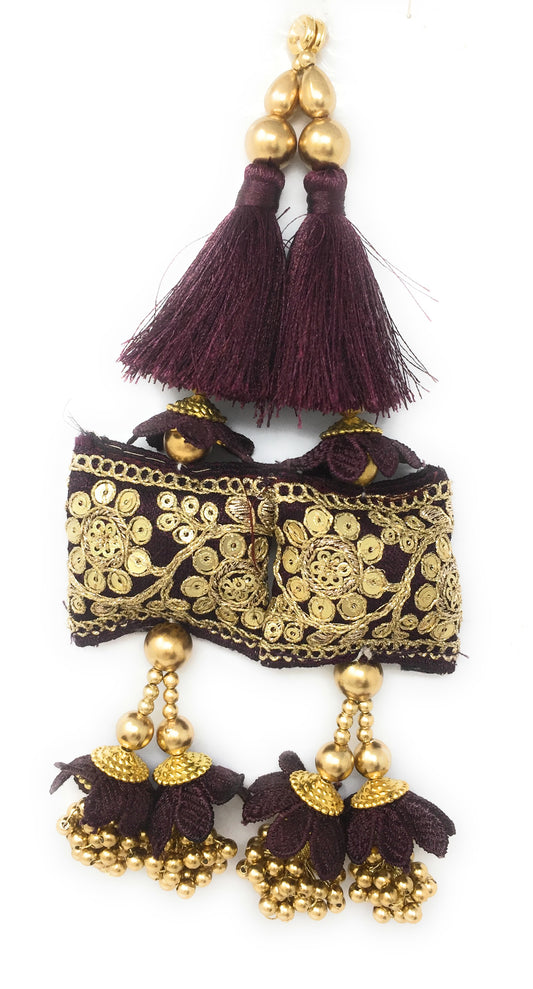 beaded tassel blouse Wine
