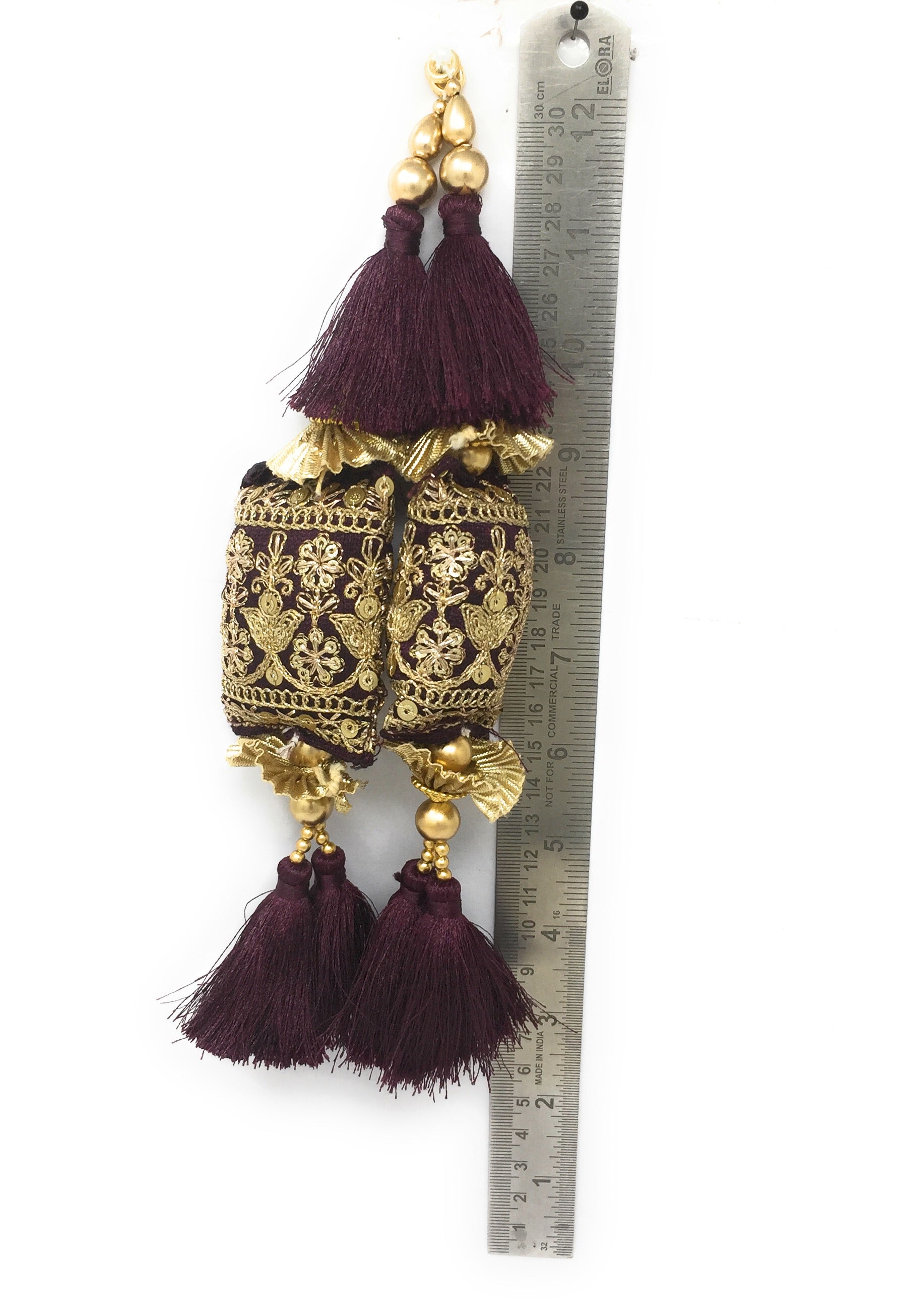 Wine blouse hangings online with Pom Pom - Set of 2