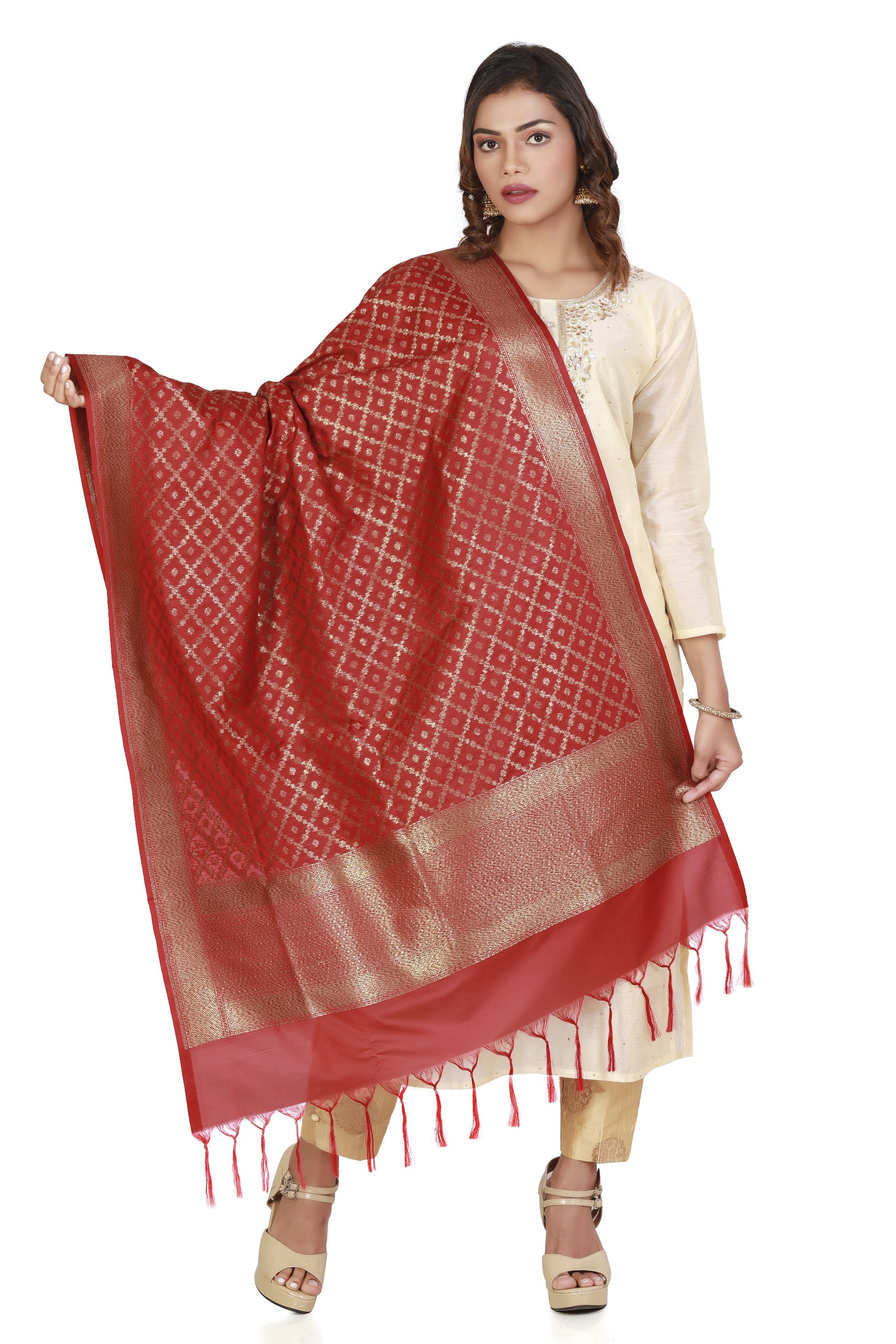 banarasi silk dupatta maroon 