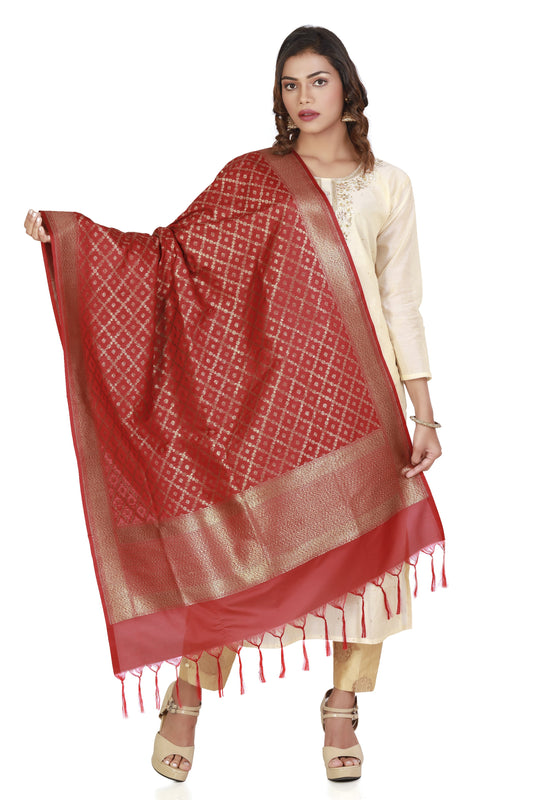 banarasi silk dupatta maroon 