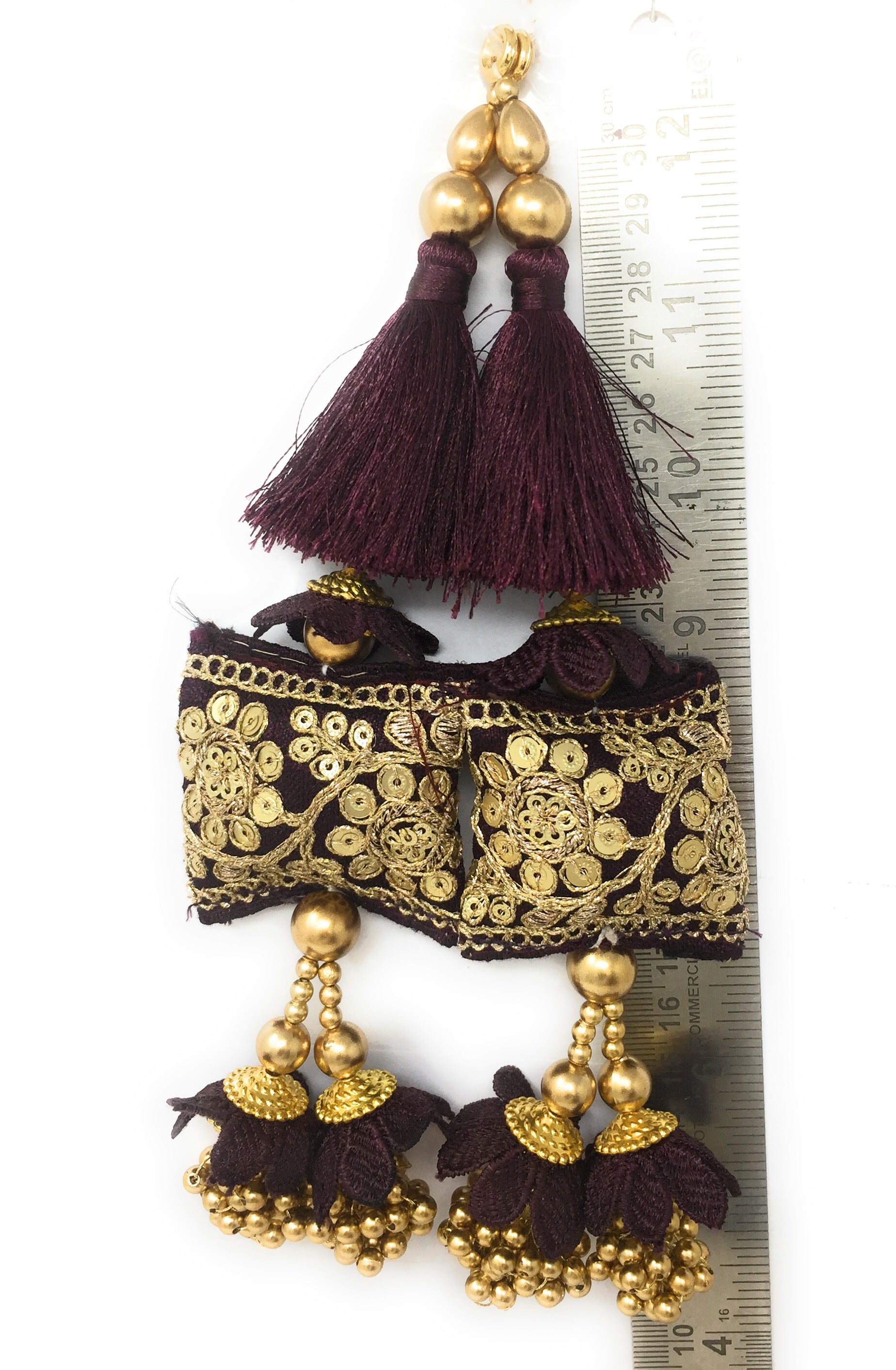 Wine beaded tassel blouse - Set of 2