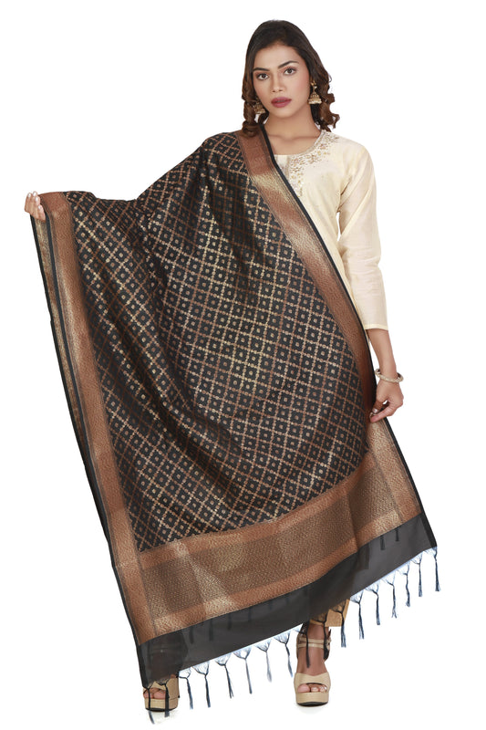 black banarasi silk dupatta