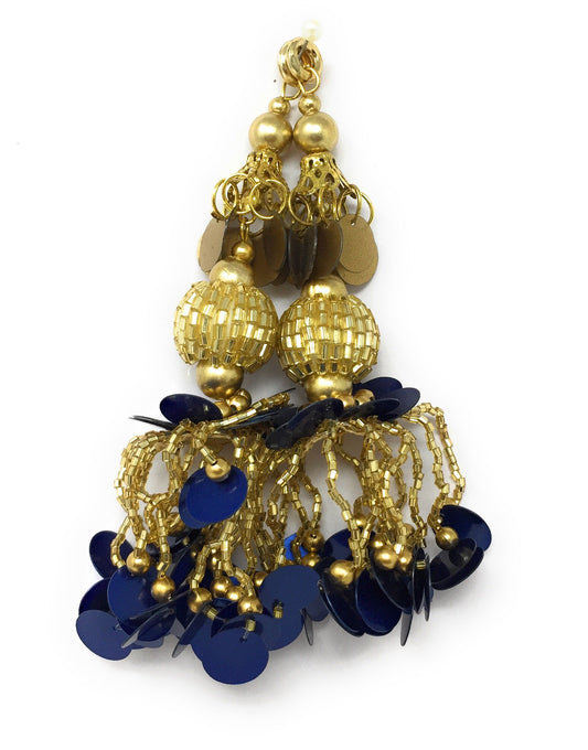 Navy Blue Thread n Beads Latkan - Set of 2