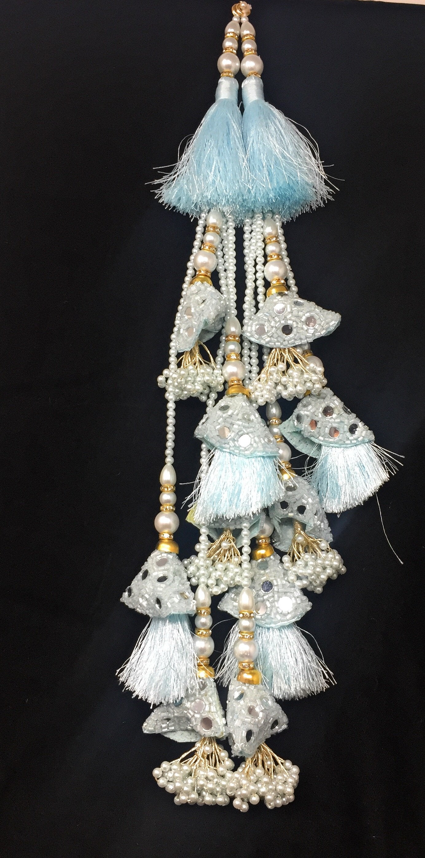 Sea Blue Heavy Lehenga Latkan - Set of 2