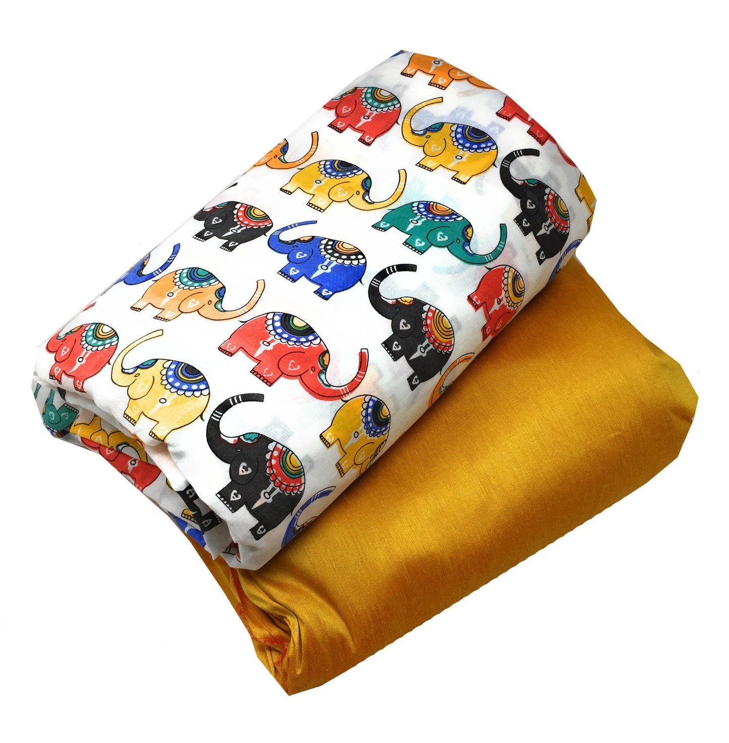 Churidar Materials, Multicolour Printed Cotton, Elephant Print
