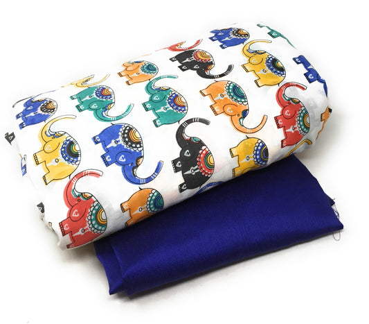 Churidar Materials, Multicolour Printed Cotton, Elephant Print