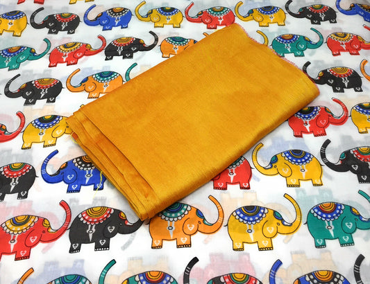 Churidar Materials, Multicolour Printed Cotton, Elephant Print