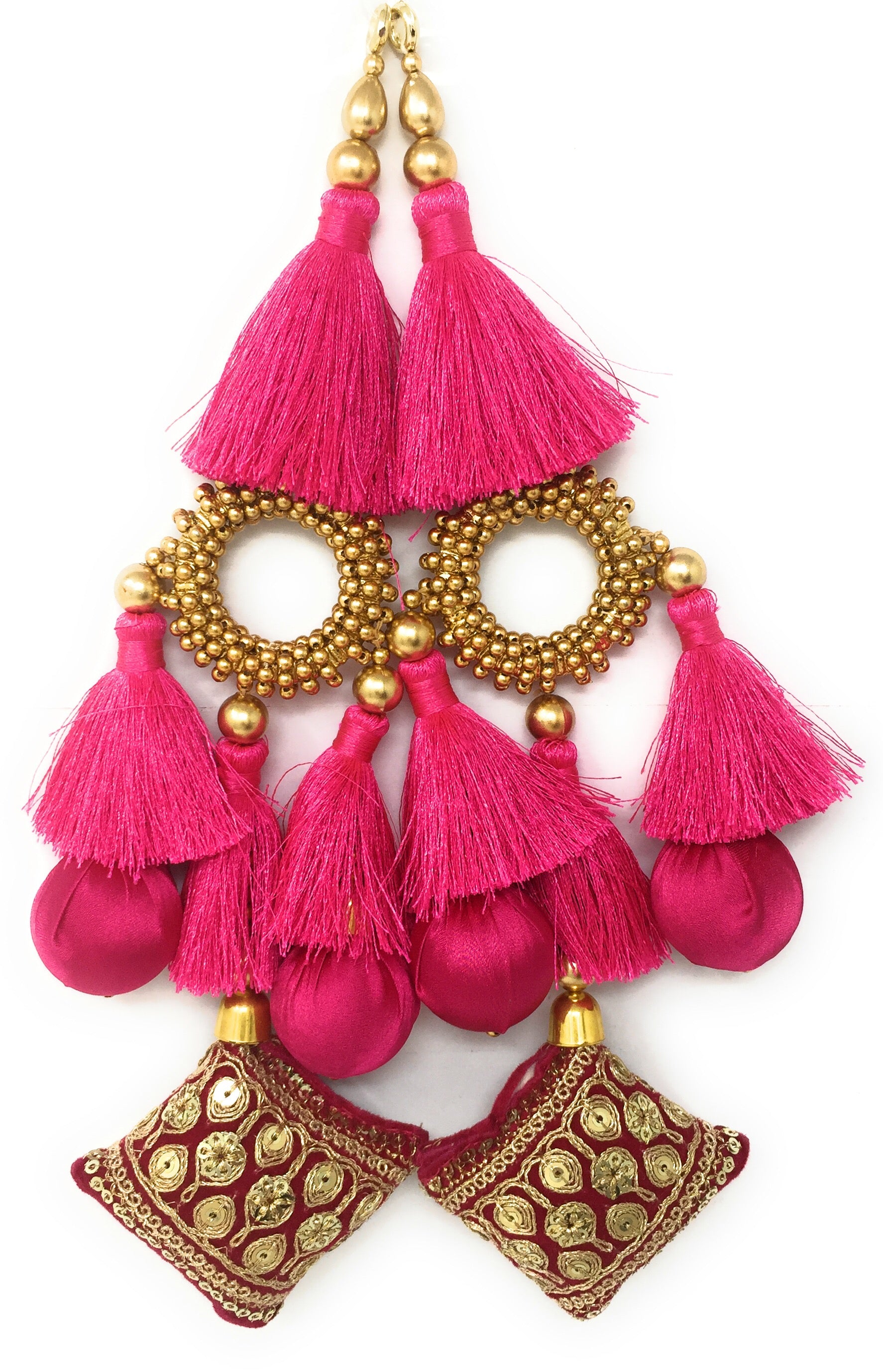 Rani Pink cushion latkan for lehenga - Set of 2