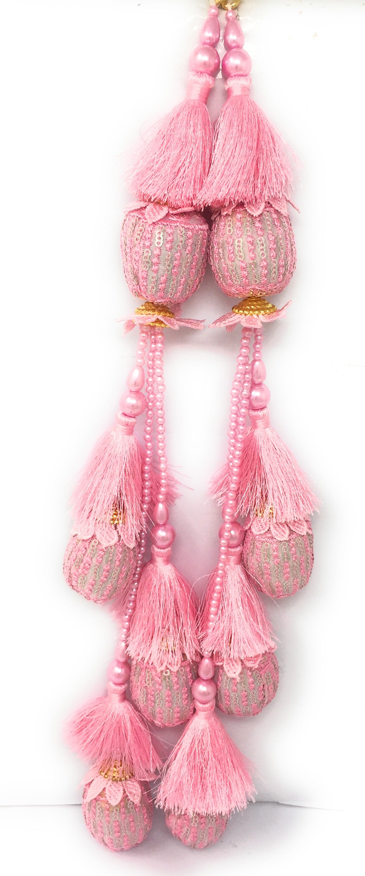 designer tassels for lehenga Pink