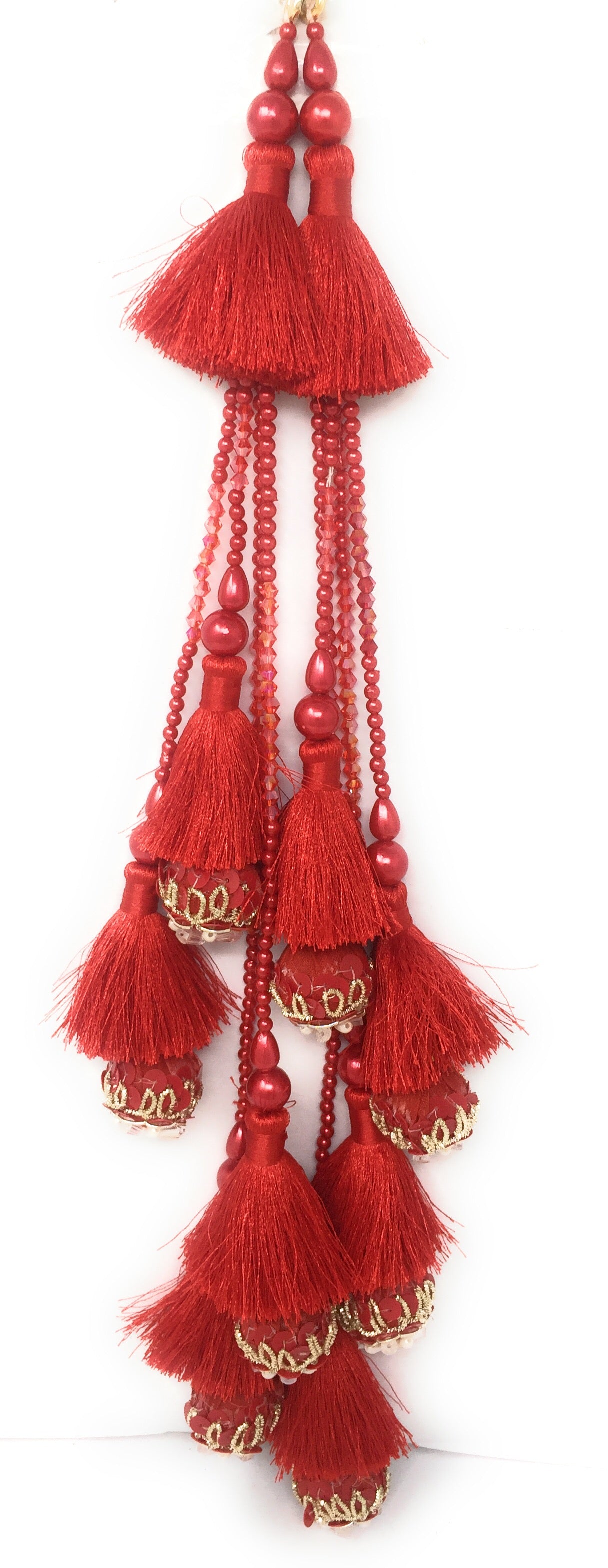 golden heavy latkan for lehenga Red