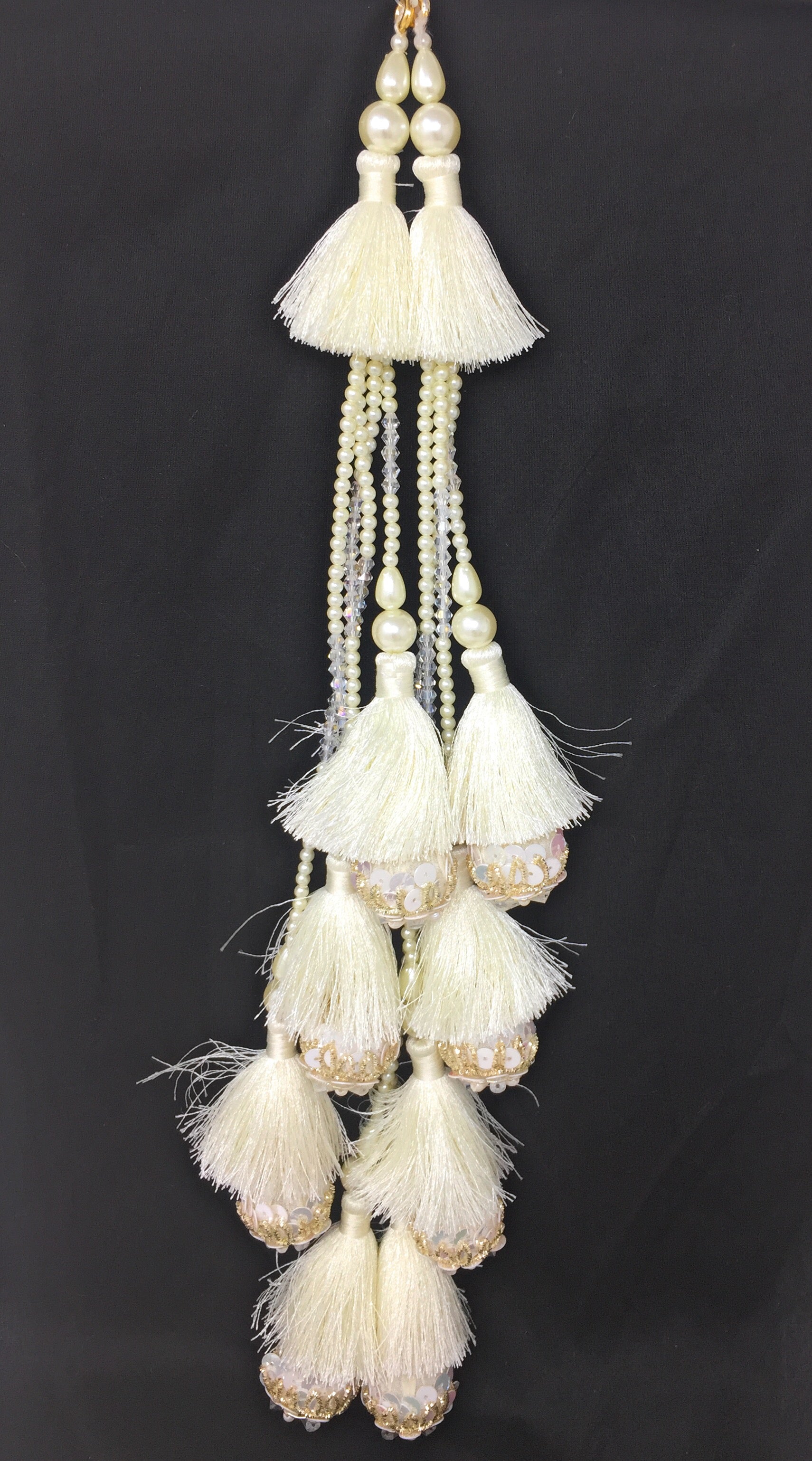 heavy latkan design for lehenga White