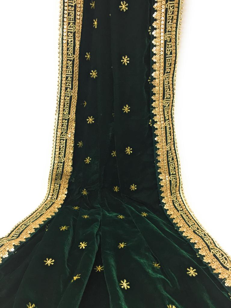 Bridal Dupatta Green Velvet