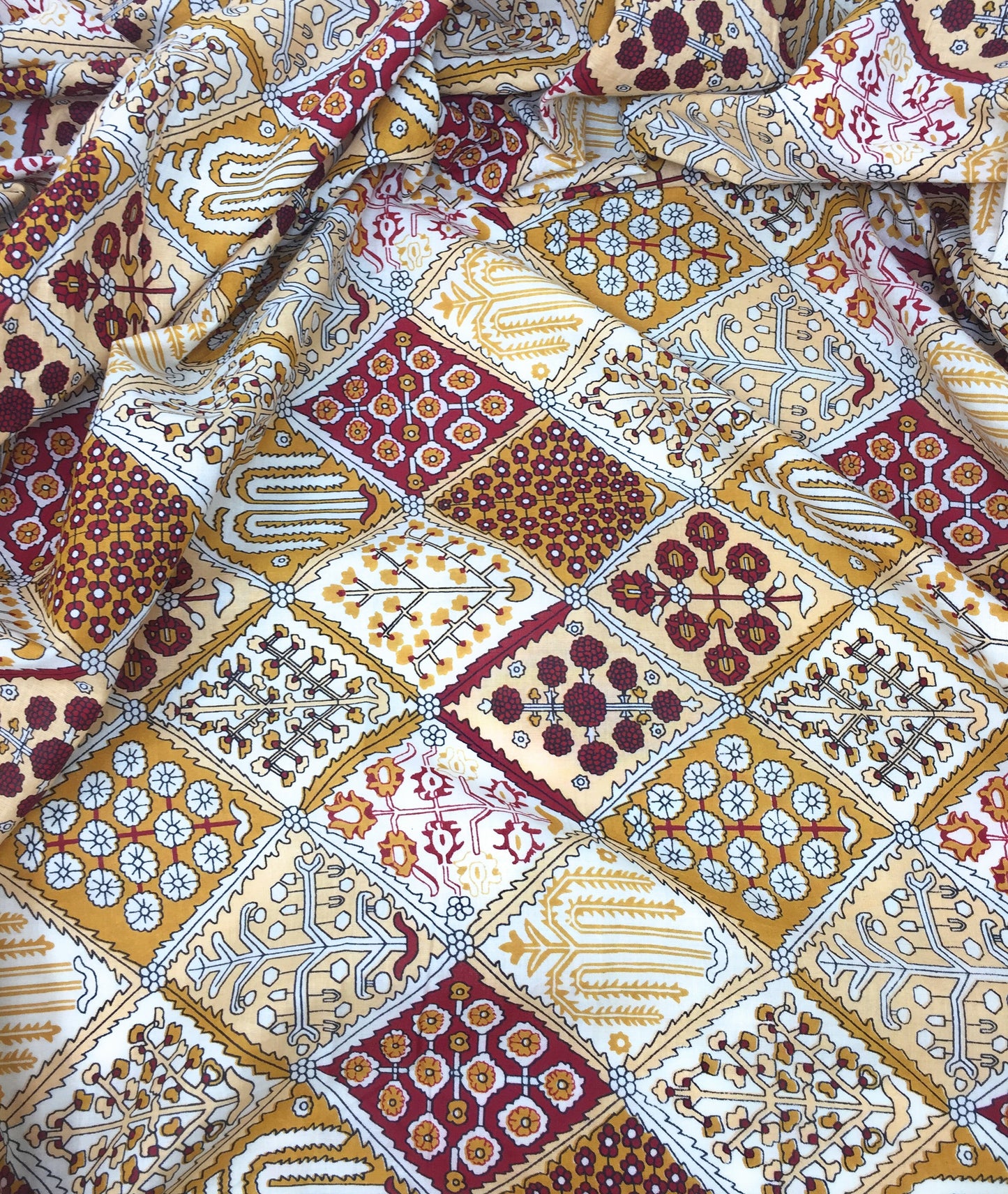 Ajrakh Cotton Print Fabric Material by Meter