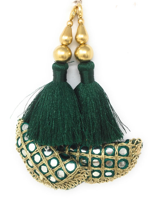 lehenga side hangings Bottle Green