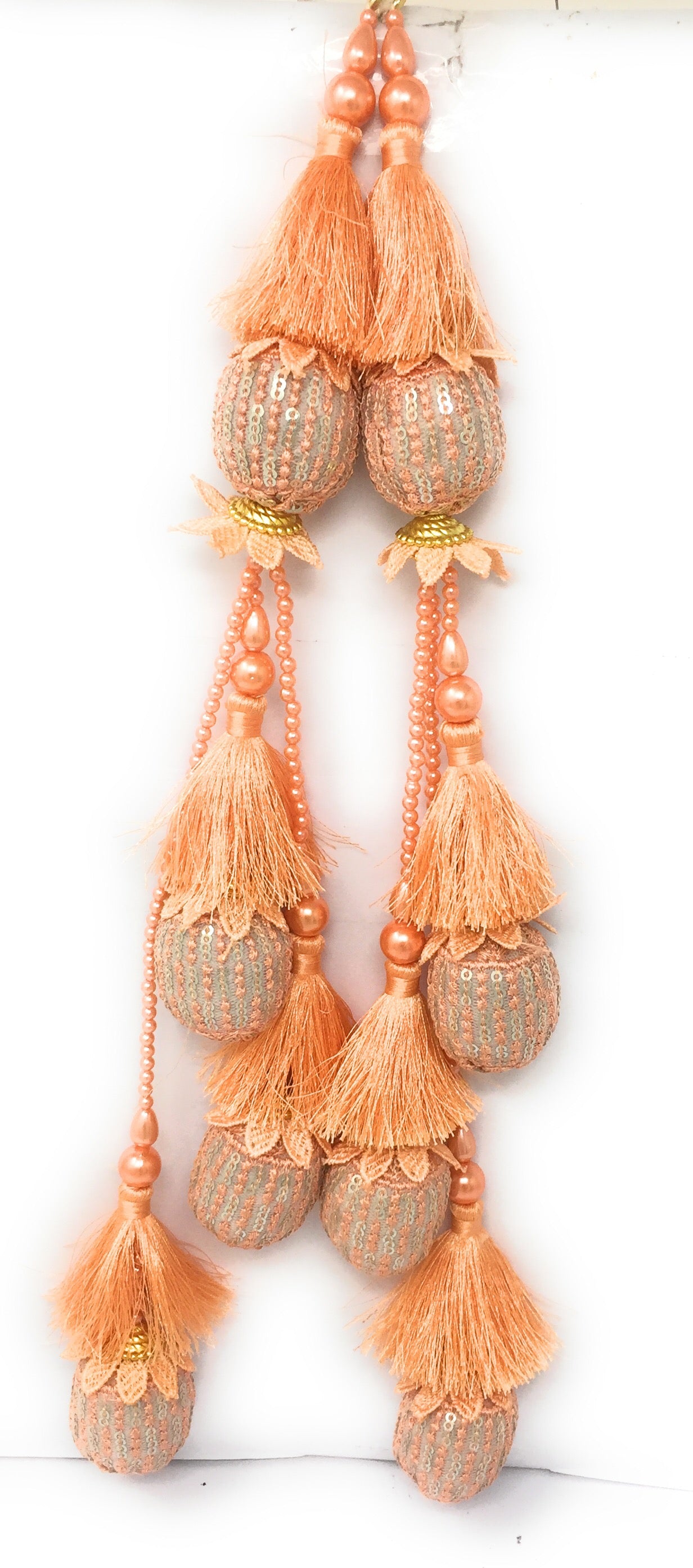 lehenga side hangings online Peach