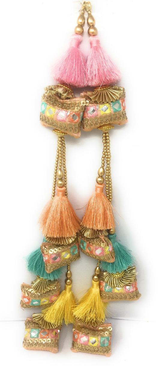 lehenga tassels online Peach