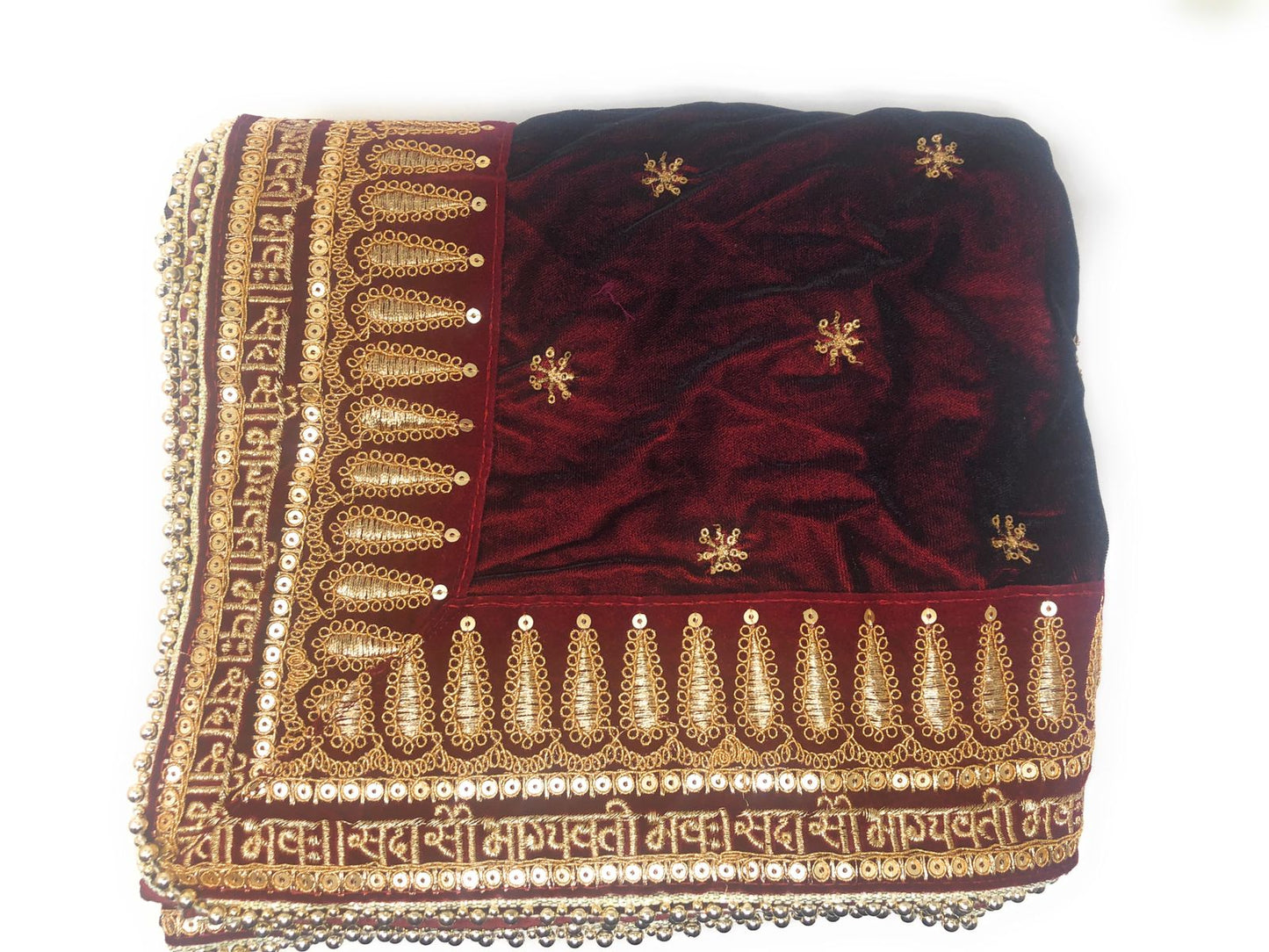 Maroon velvet dupatta