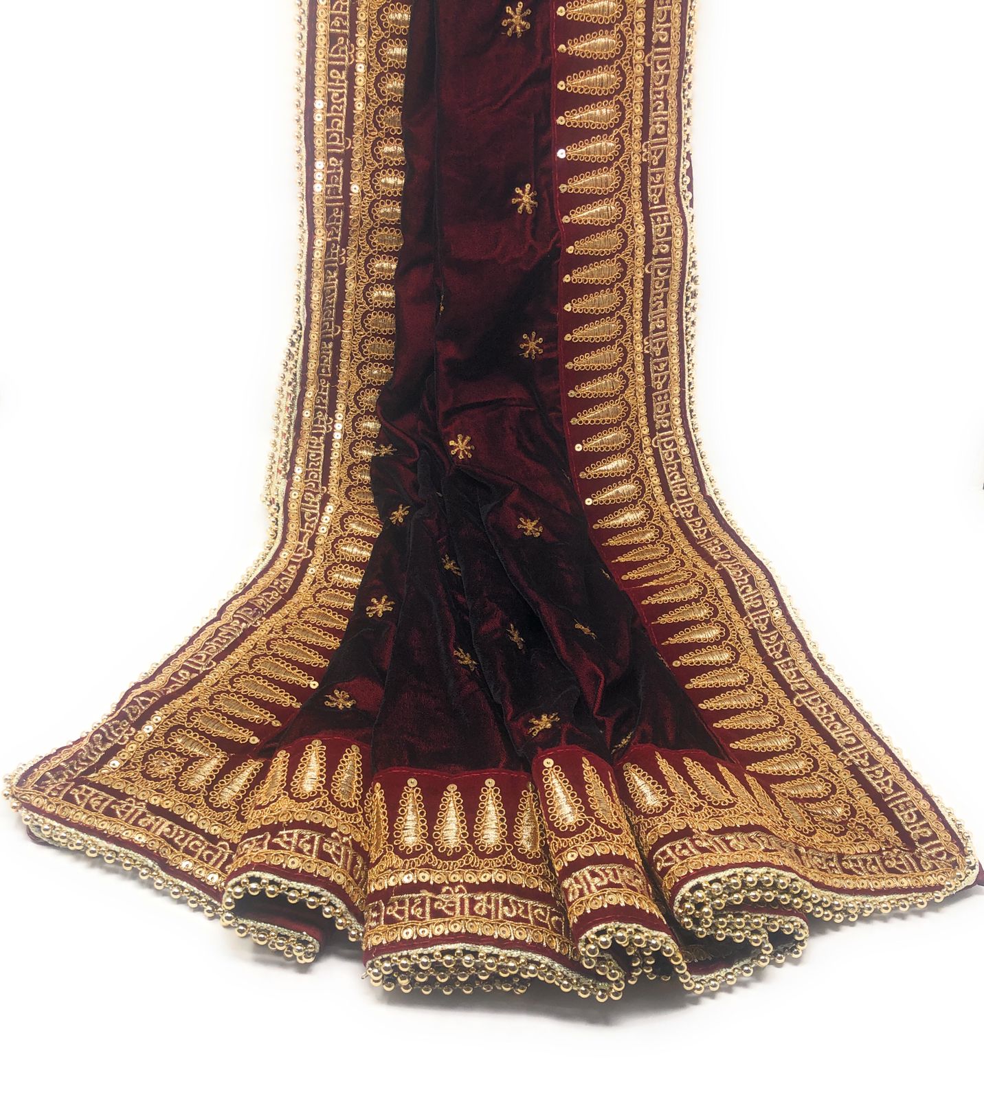 Maroon velvet dupatta