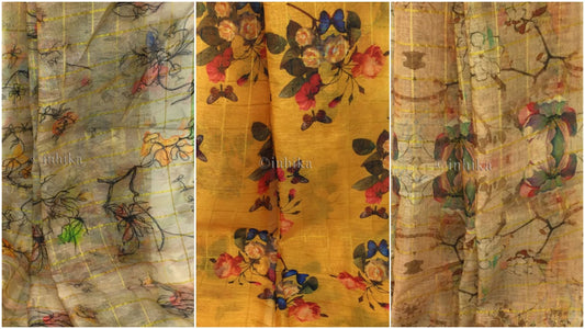 Check Print Fabric in Chanderi Material